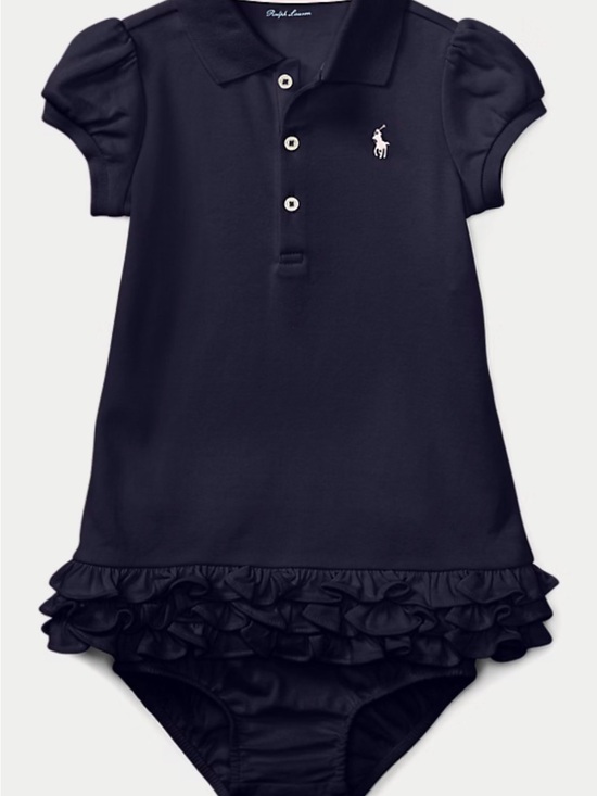 Ralph Lauren Other - Ralph Lauren Navy Ruffle Polo Baby One-Piece - Great Condition - 9 months